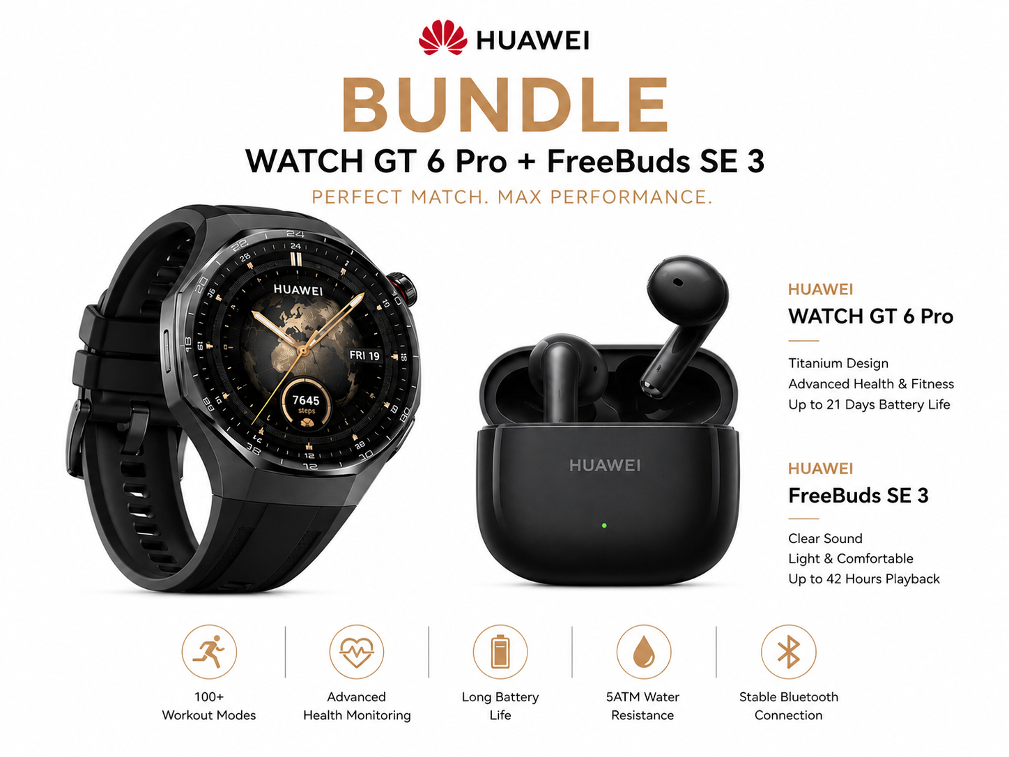 Huawei Watch GT 6 Pro 46mm Black + Huawei FreeBuds SE 3