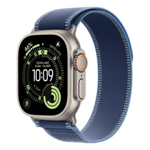 Apple Watch Ultra 3 Cellular 49mm Natural Titanium Case with Blue/Bright Blue Trail Loop S/M