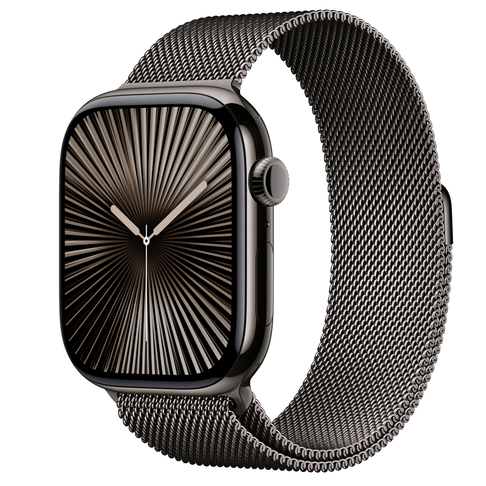 Apple Watch Series 10 GPS + Cellular 46mm Slate Titanium Case with Slate Milanese Loop S/M