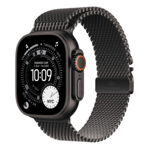Apple Watch Ultra 3 Cellular 49mm Black Titanium Case with Black Titanium Milanese Loop Large