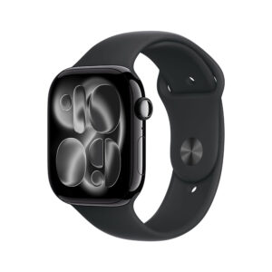 Apple Watch Series 11 GPS + Cellular 42mm Jet Black Aluminium Case with Black Sport Band M/L
