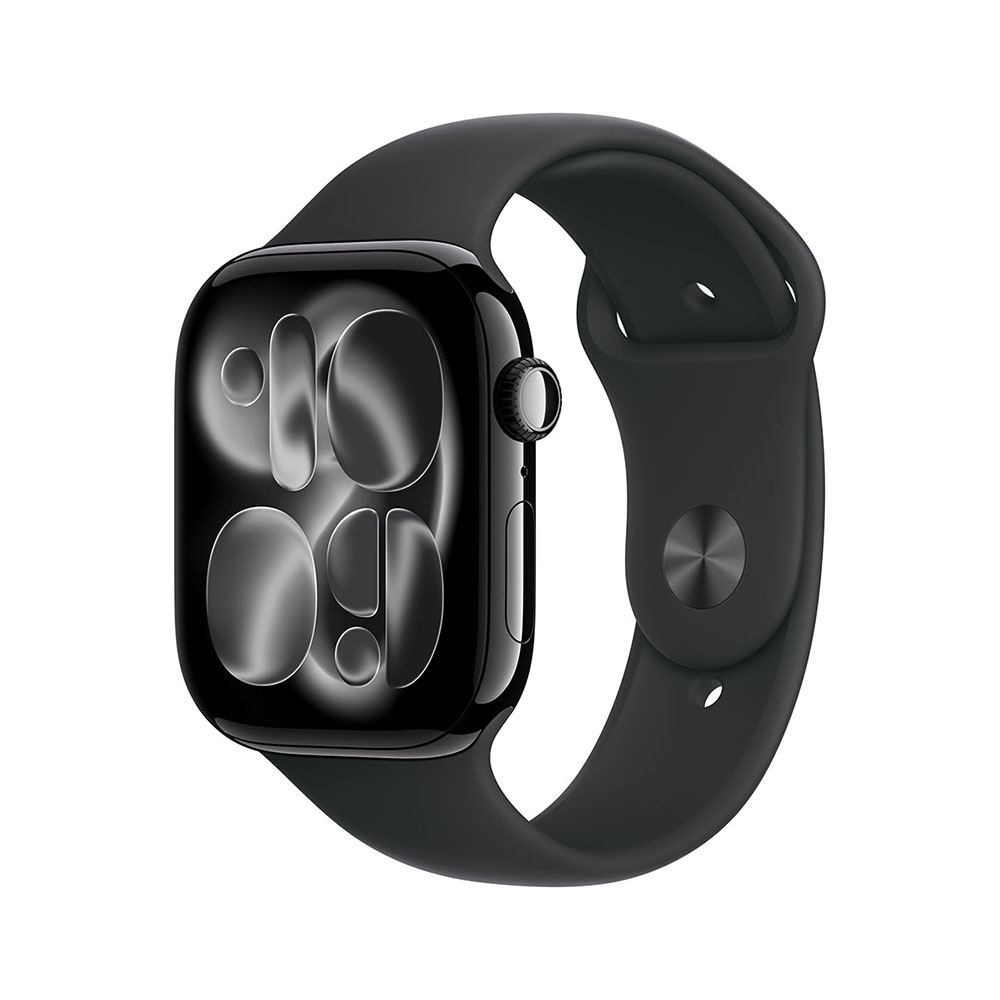 Apple Watch Series 11 GPS + Cellular 42mm Jet Black Aluminium Case with Black Sport Band M/L