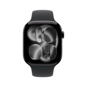 Apple Watch Series 11 GPS + Cellular 42mm Jet Black Aluminium Case with Black Sport Band M/L