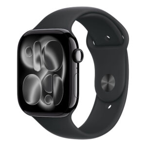 Apple Watch Series 11 GPS + Cellular 46mm Jet Black Aluminium Case with Black Sport Band S/M