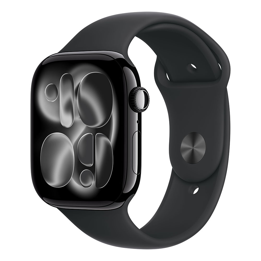 Apple Watch Series 11 GPS + Cellular 46mm Jet Black Aluminium Case with Black Sport Band S/M