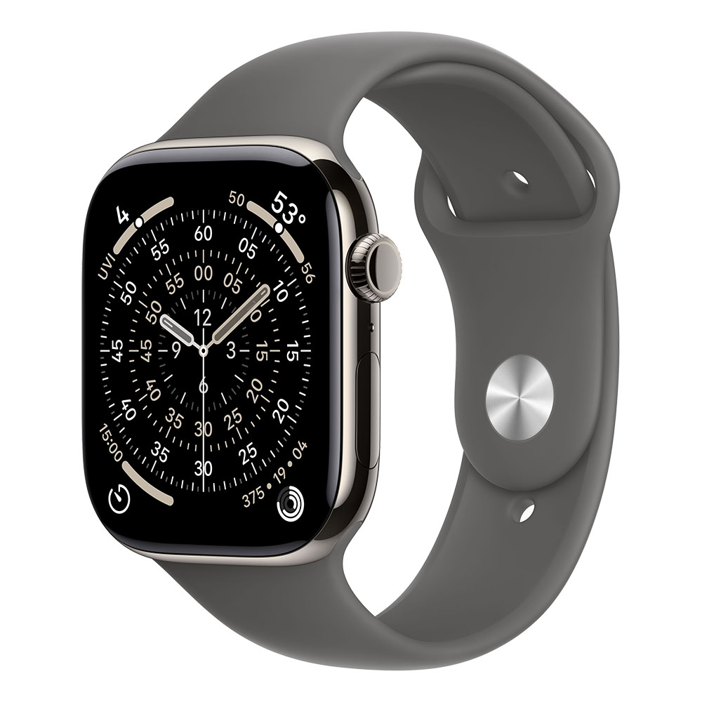 Apple Watch Series 11 GPS + Cellular 46mm Natural Titanium Case with Stone Grey Sport Band M/L