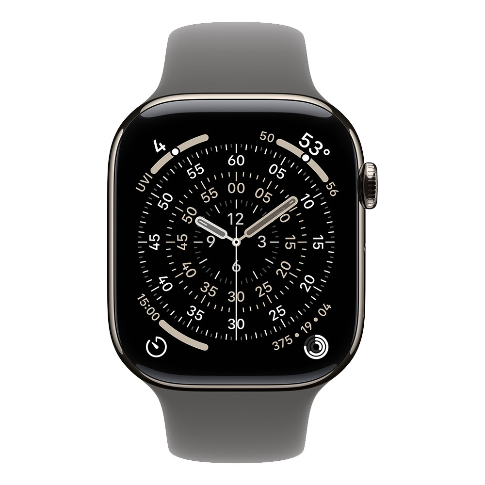 Apple Watch Series 11 GPS + Cellular 46mm Natural Titanium Case with Stone Grey Sport Band M/L - Image 2