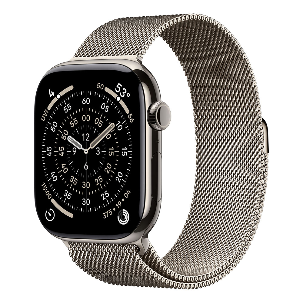 Apple Watch Series 11 GPS + Cellular 46mm Natural Titanium Case with Natural Milanese Loop S/M