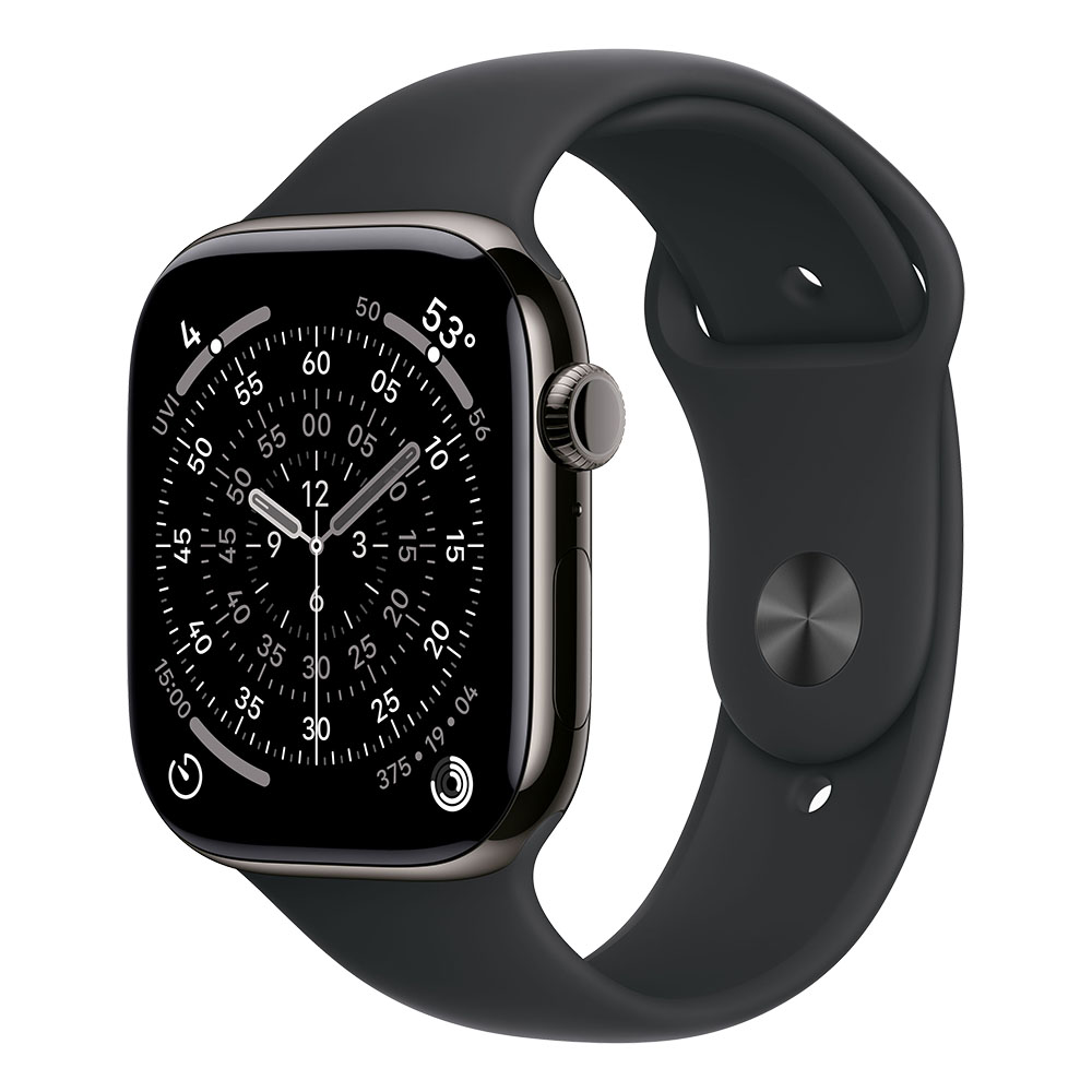 Apple Watch Series 11 GPS + Cellular 46mm Slate Titanium Case with Black Sport Band S/M