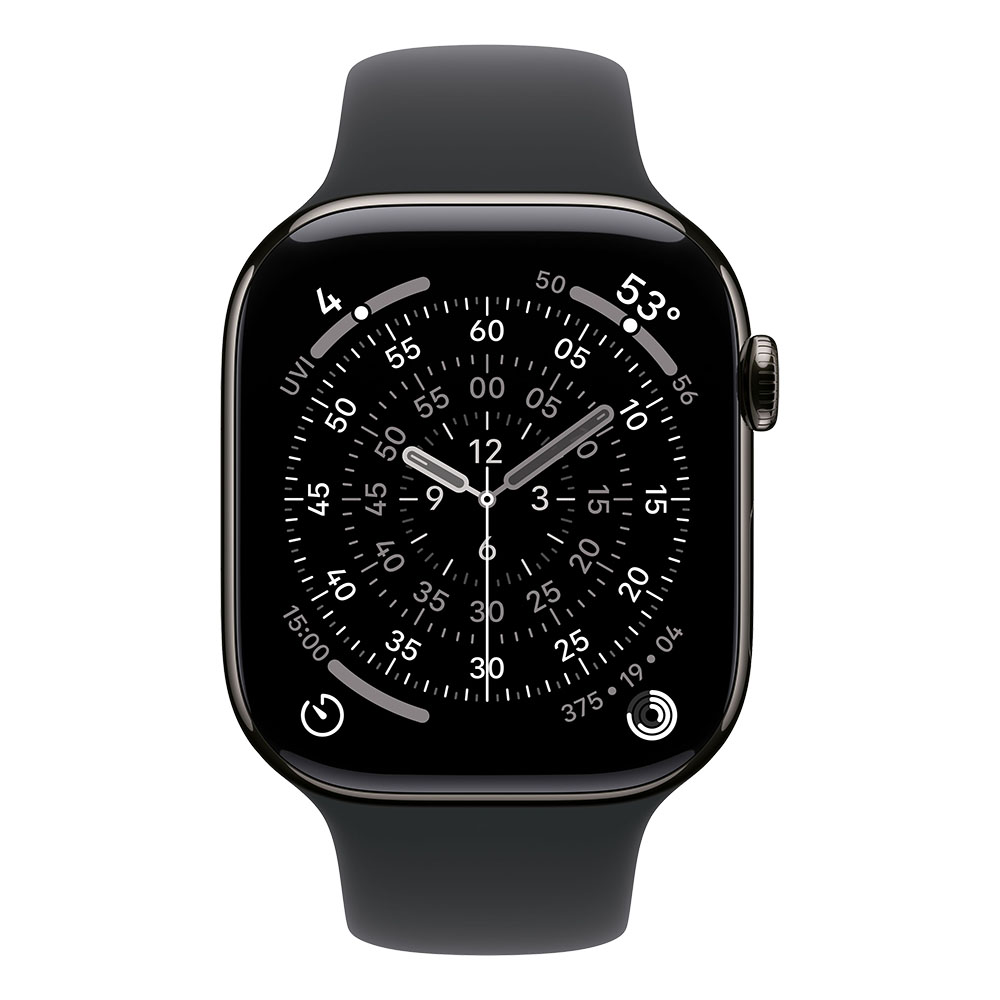 Apple Watch Series 11 GPS + Cellular 46mm Slate Titanium Case with Black Sport Band S/M - Image 2