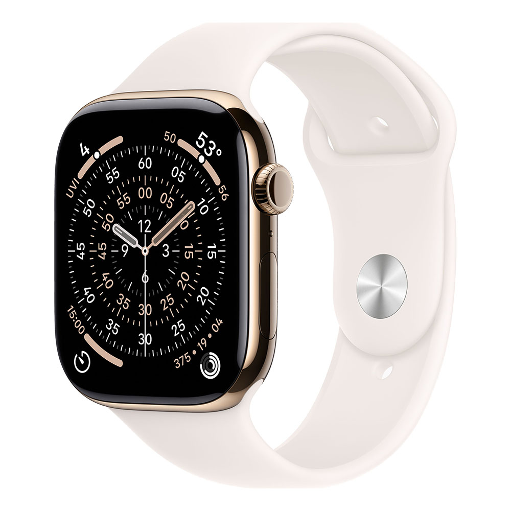 Apple Watch Series 11 GPS + Cellular 46mm Gold Titanium Case with Light Blush Sport Band M/L