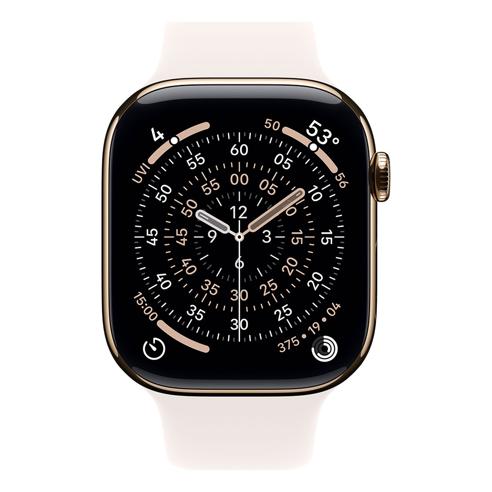 Apple Watch Series 11 GPS + Cellular 46mm Gold Titanium Case with Light Blush Sport Band M/L - Image 2