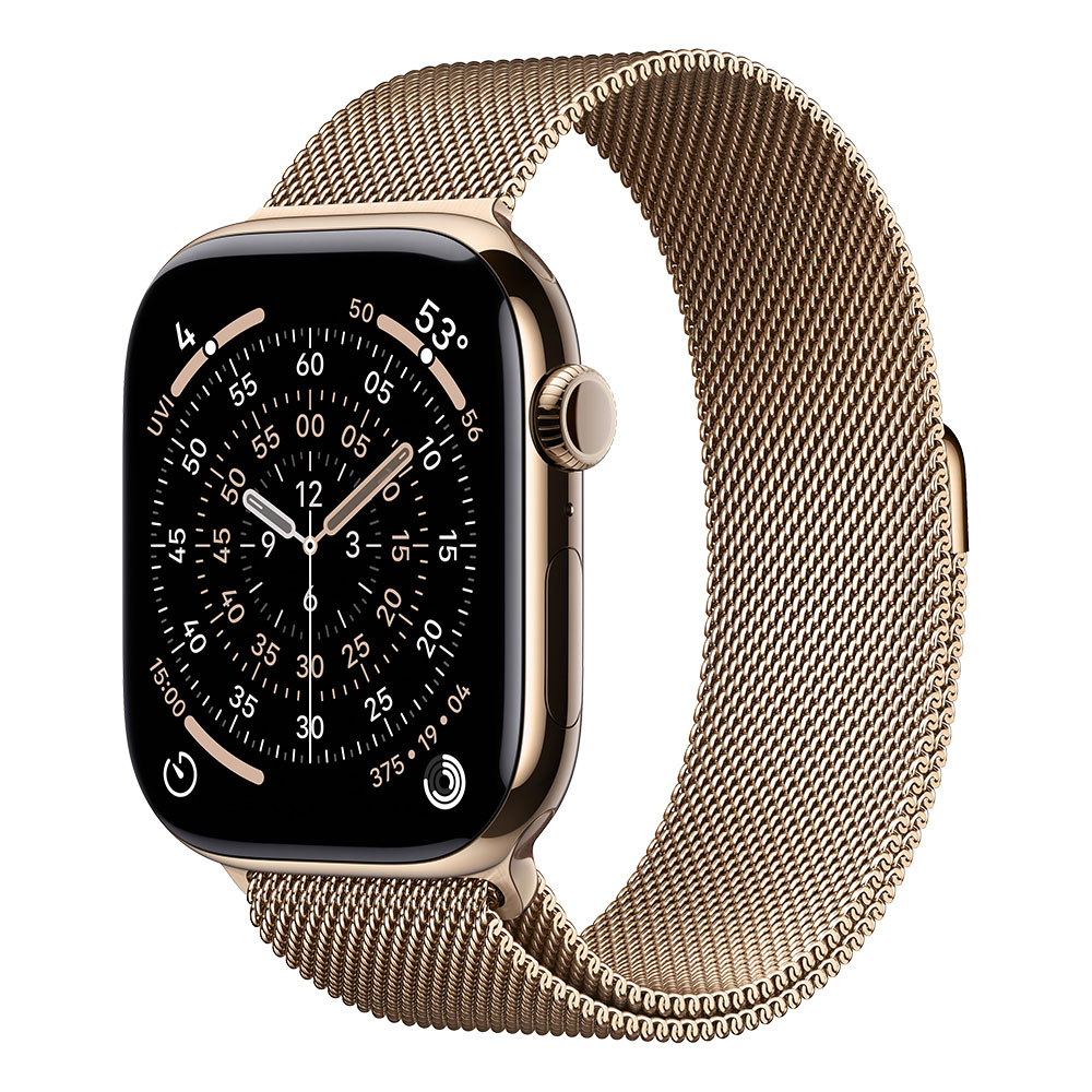 Apple Watch Series 11 GPS + Cellular 46mm Gold Titanium Case with Gold Milanese Loop S/M