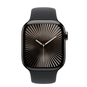 Apple Watch Series 10 GPS + Cellular 42mm Slate Titanium Case with Black Sport Band M/L