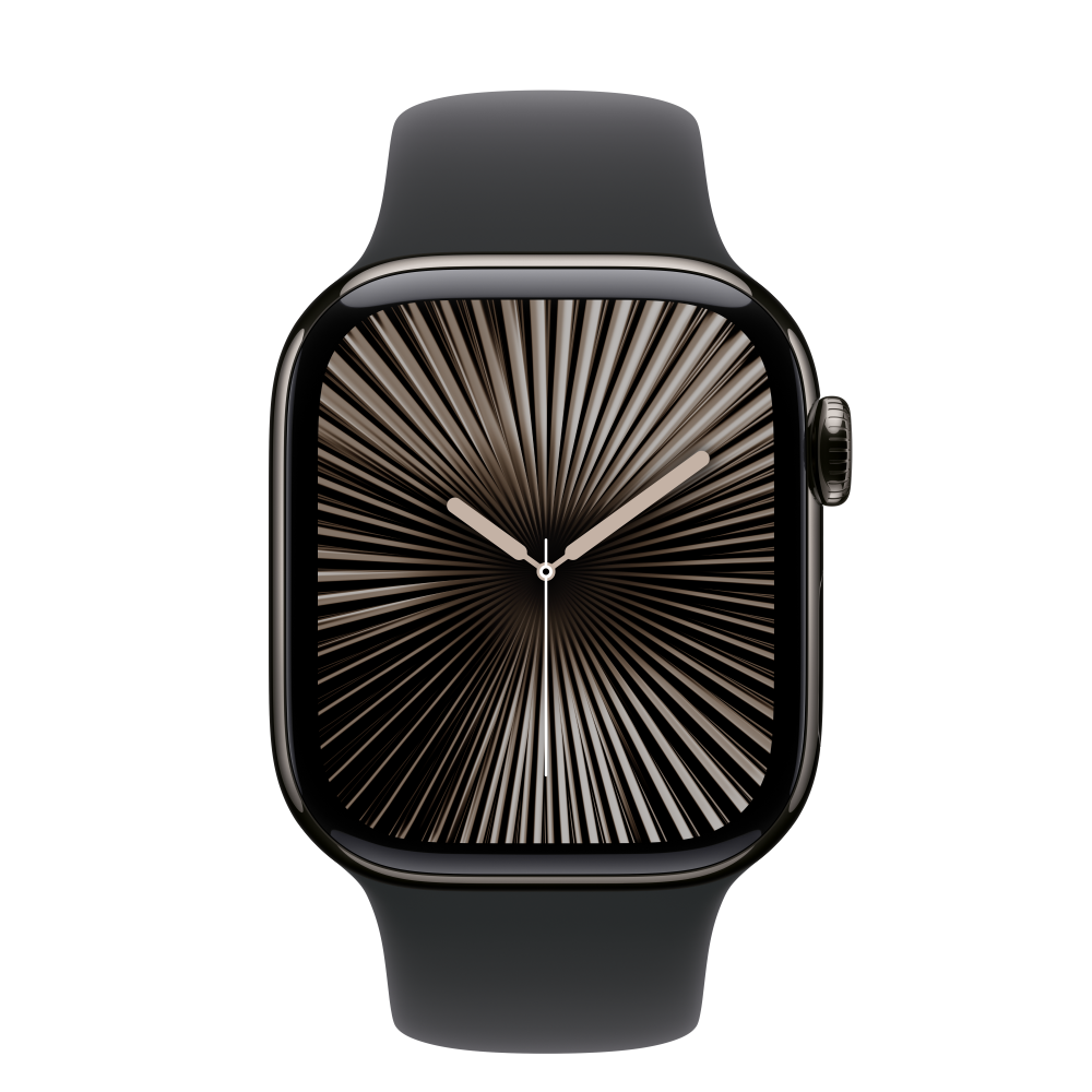 Apple Watch Series 10 GPS + Cellular 42mm Slate Titanium Case with Black Sport Band M/L - Image 2