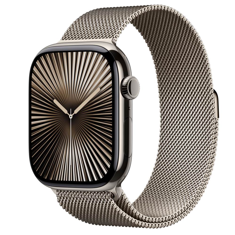Apple Watch Series 10 GPS + Cellular 46mm Natural Titanium Case with Natural Milanese Loop M/L