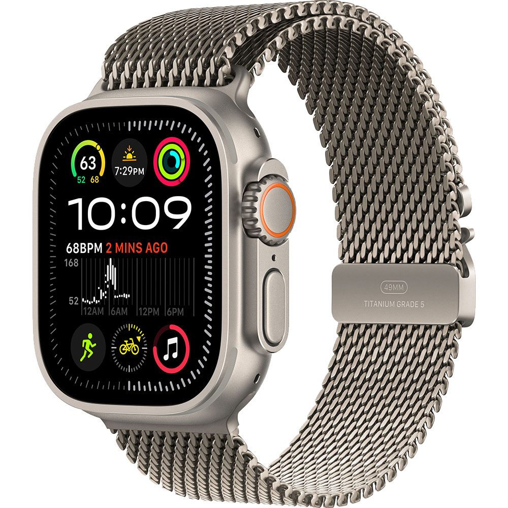 Apple Watch Ultra 2 Cellular 49mm Natural Titanium Case with Natural Titanium Milanese Loop Small
