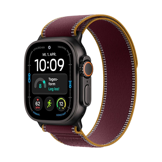 Apple Watch Ultra 4 Cellular 49mm Black Titanium Burgundy Trail Loop M/L