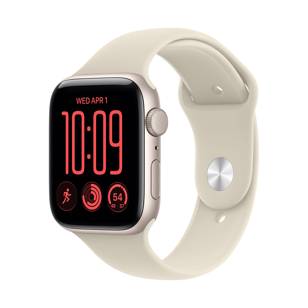 Apple Watch SE 3 GPS 44mm Starlight Aluminium Case with Sand Sport Band M/L