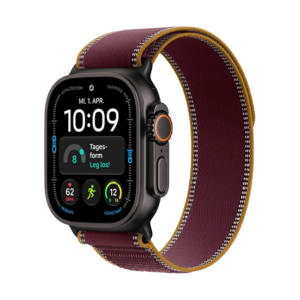 Apple Watch Ultra 4 Cellular 49mm Black Titanium Burgundy Trail Loop S/M