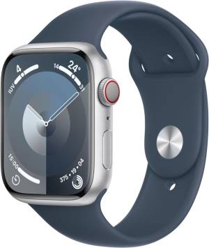 Apple Watch Series 9 GPS + Cellular 45mm Silver Aluminum Storm Blue Sport Band S/M